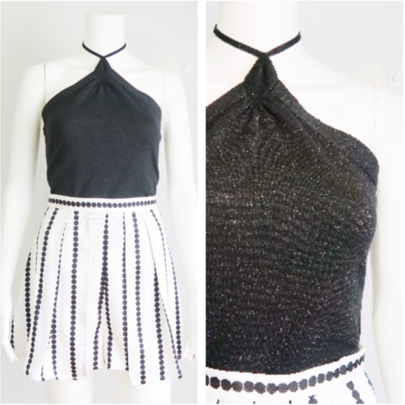 Black Halter Sparkly Halter Glitter Halter Top - Picture 1 of 6